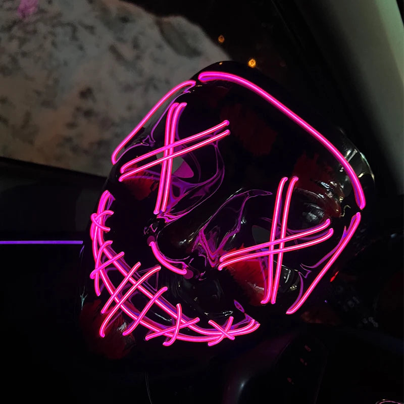 LED Purge Mask – Wireless Neon Glow Halloween Costume Mask