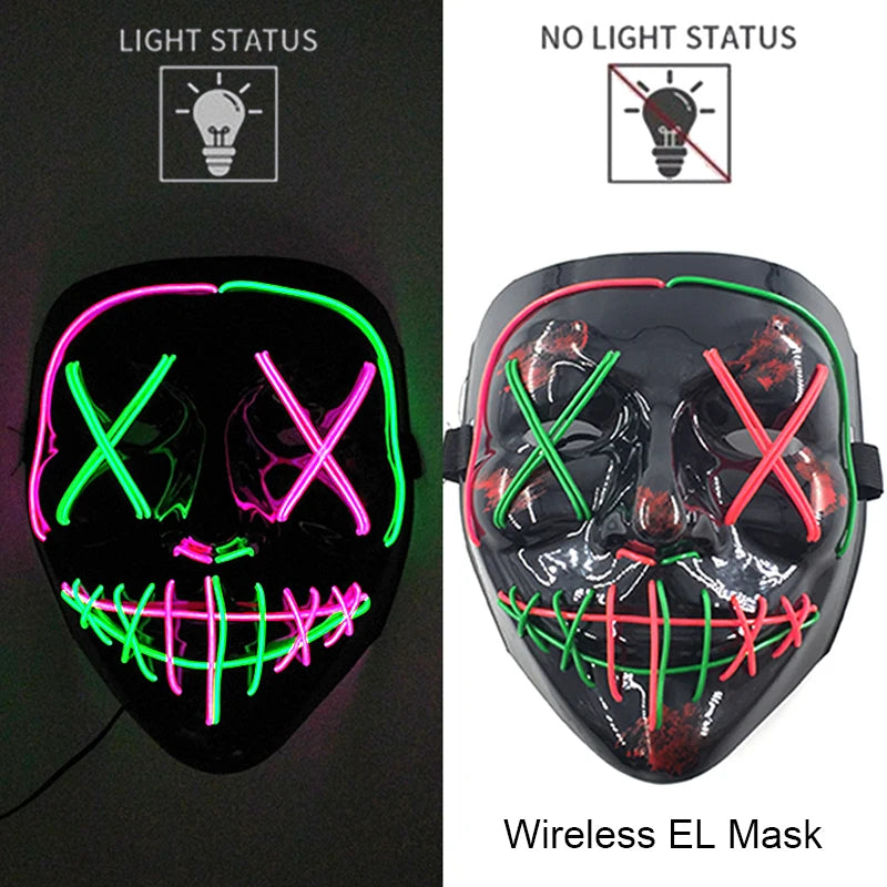 LED Purge Mask – Wireless Neon Glow Halloween Costume Mask