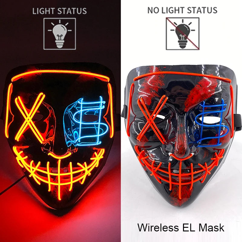 LED Purge Mask – Wireless Neon Glow Halloween Costume Mask