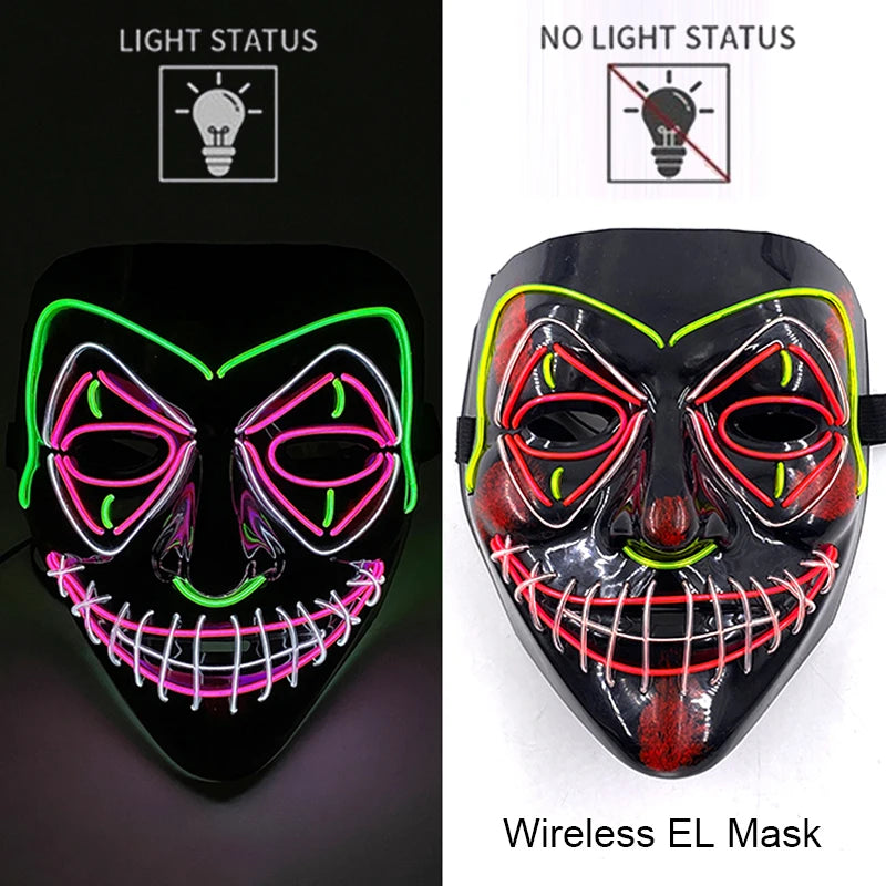 LED Purge Mask – Wireless Neon Glow Halloween Costume Mask