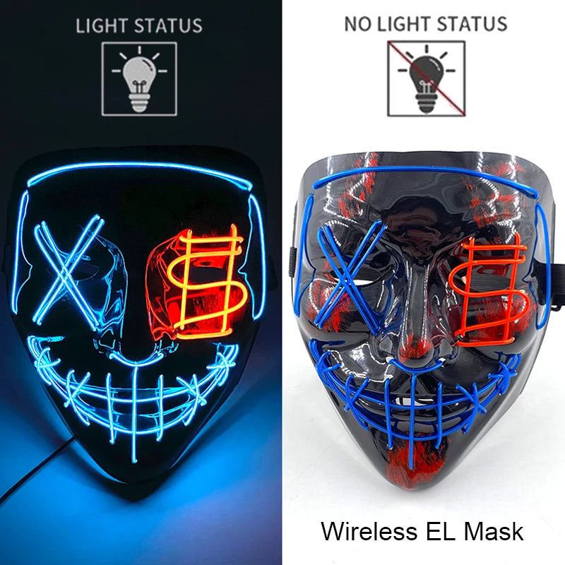 LED Purge Mask – Wireless Neon Glow Halloween Costume Mask