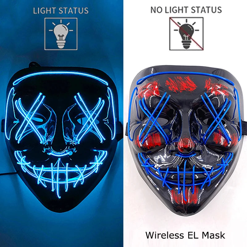 LED Purge Mask – Wireless Neon Glow Halloween Costume Mask