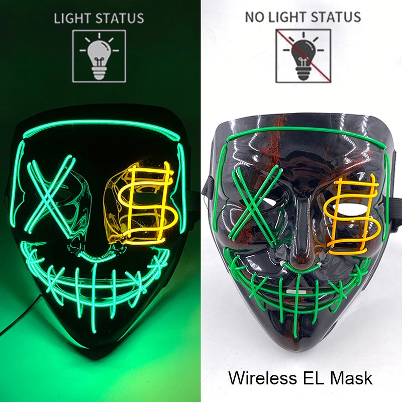 LED Purge Mask – Wireless Neon Glow Halloween Costume Mask