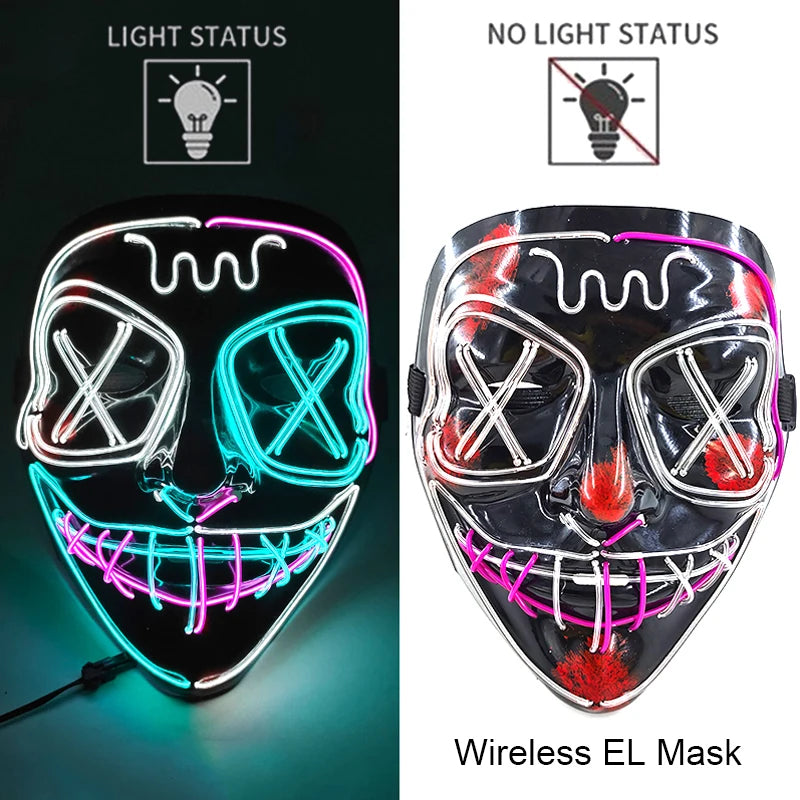 LED Purge Mask – Wireless Neon Glow Halloween Costume Mask