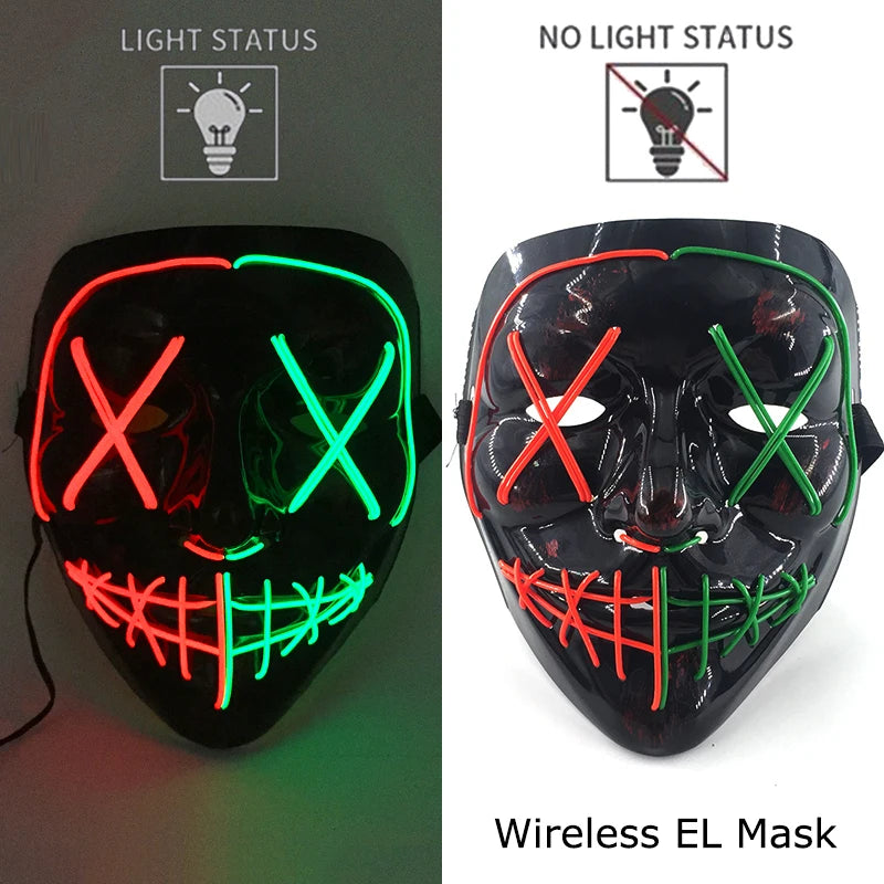 LED Purge Mask – Wireless Neon Glow Halloween Costume Mask