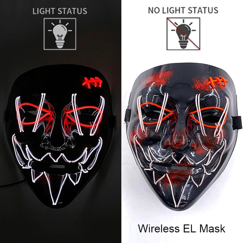 LED Purge Mask – Wireless Neon Glow Halloween Costume Mask