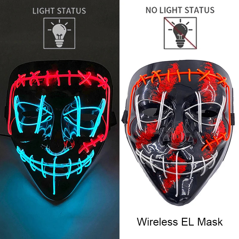 LED Purge Mask – Wireless Neon Glow Halloween Costume Mask