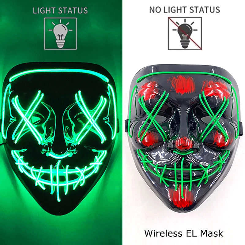 LED Purge Mask – Wireless Neon Glow Halloween Costume Mask