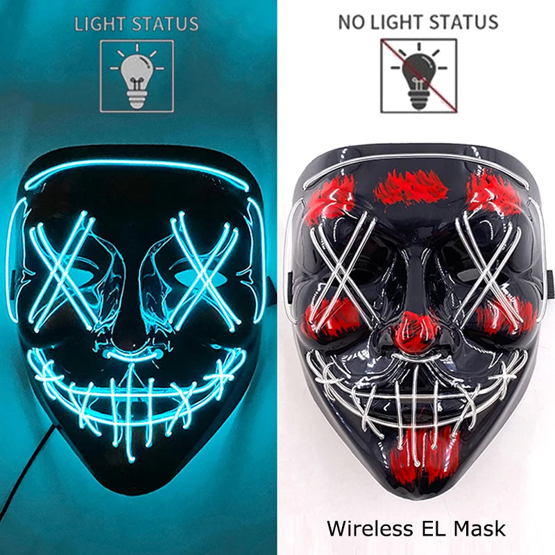 LED Purge Mask – Wireless Neon Glow Halloween Costume Mask