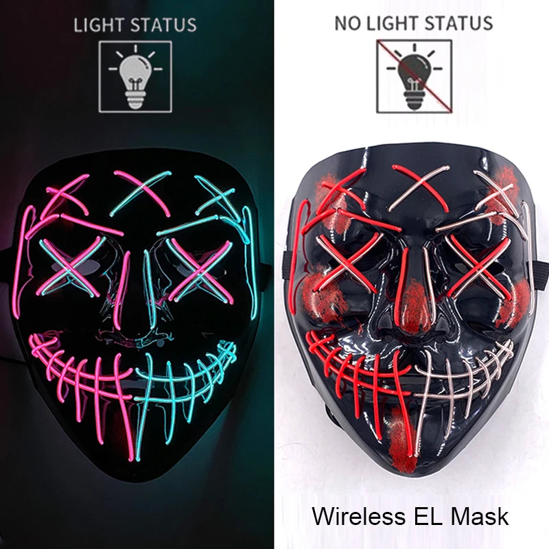 LED Purge Mask – Wireless Neon Glow Halloween Costume Mask