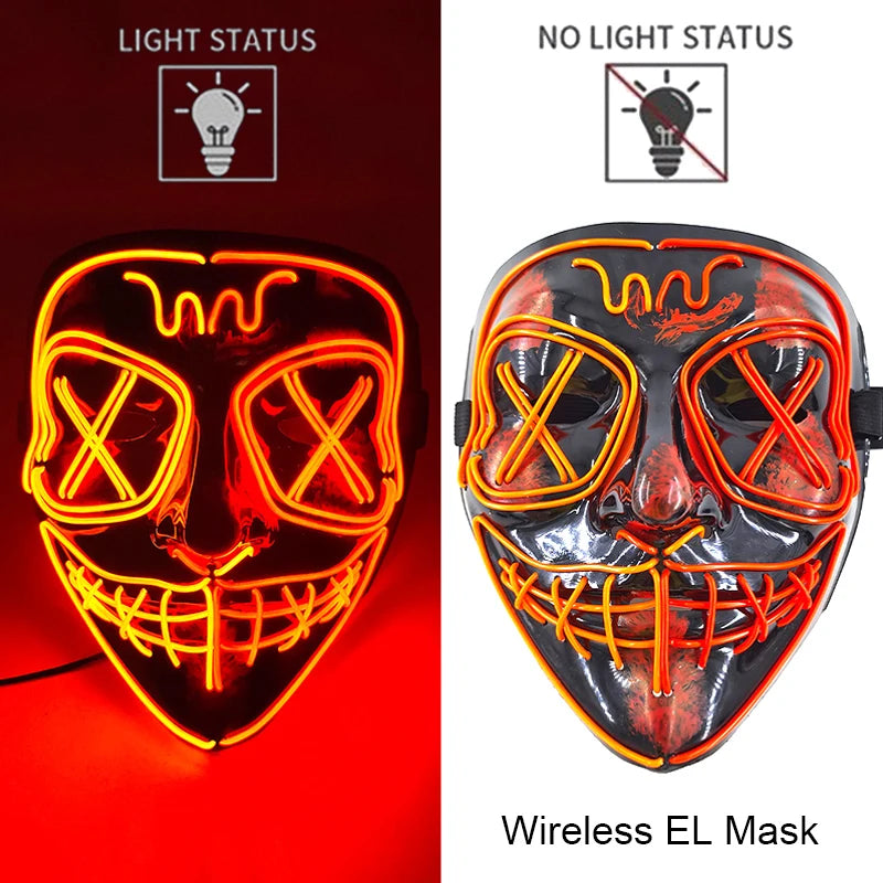 LED Purge Mask – Wireless Neon Glow Halloween Costume Mask