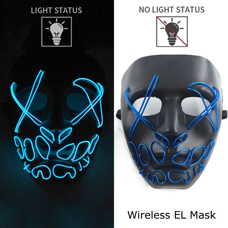 LED Purge Mask – Wireless Neon Glow Halloween Costume Mask