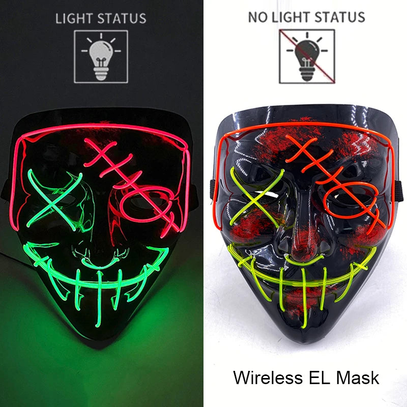 LED Purge Mask – Wireless Neon Glow Halloween Costume Mask