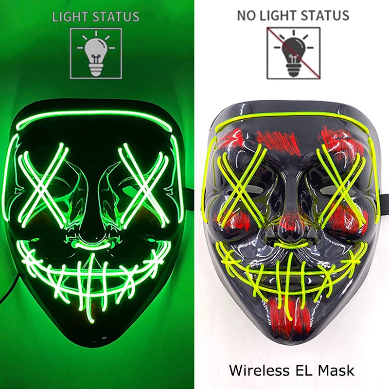 LED Purge Mask – Wireless Neon Glow Halloween Costume Mask