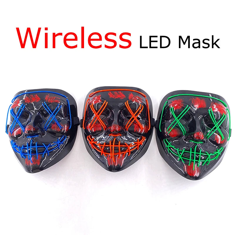 LED Purge Mask – Wireless Neon Glow Halloween Costume Mask