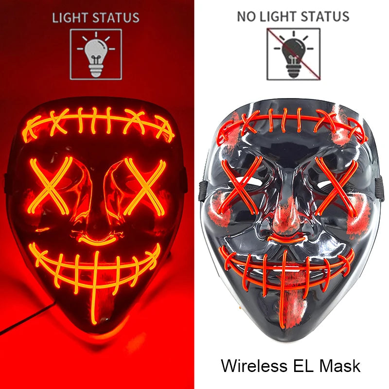 LED Purge Mask – Wireless Neon Glow Halloween Costume Mask