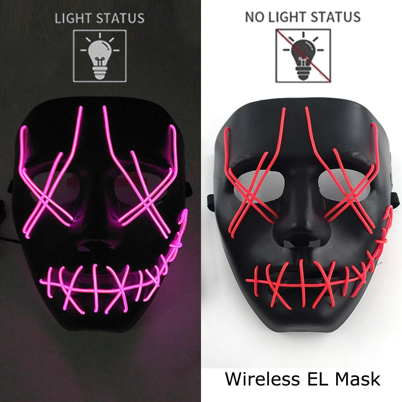 LED Purge Mask – Wireless Neon Glow Halloween Costume Mask