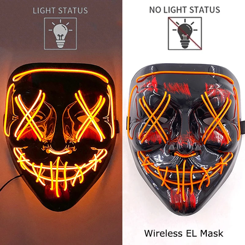 LED Purge Mask – Wireless Neon Glow Halloween Costume Mask
