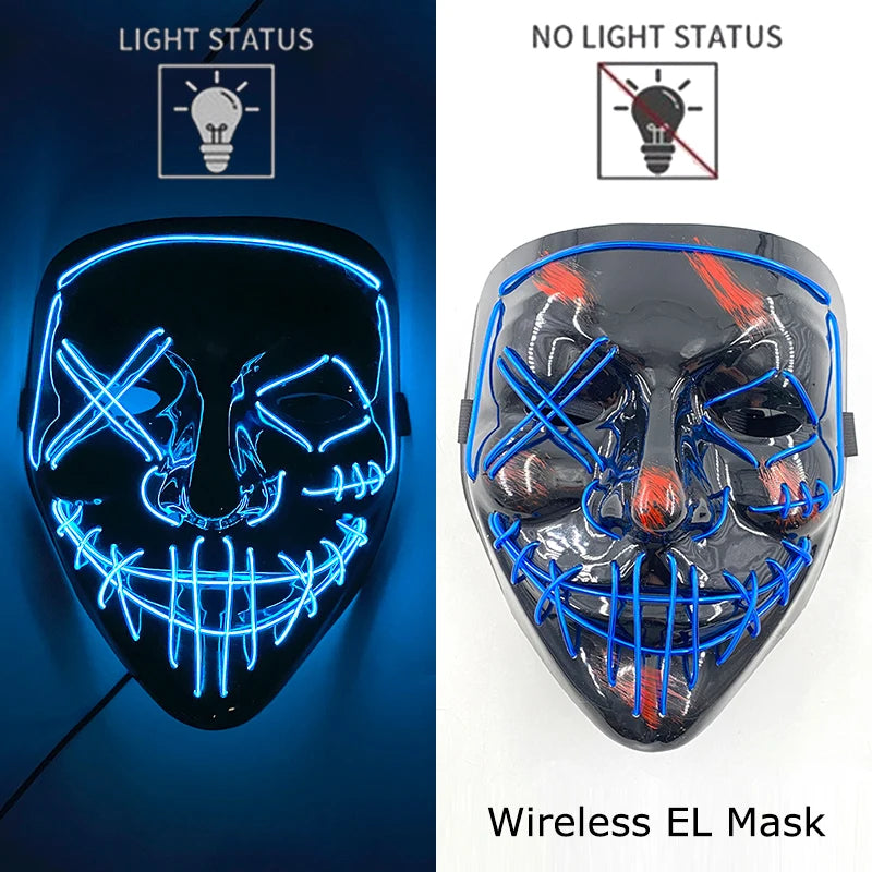 LED Purge Mask – Wireless Neon Glow Halloween Costume Mask
