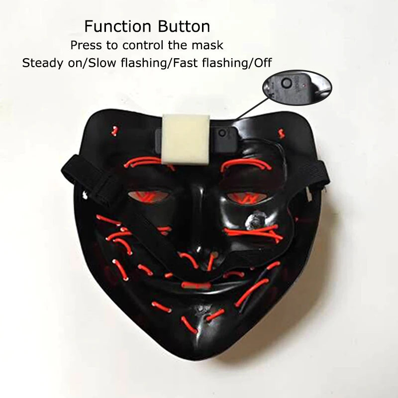 LED Purge Mask – Wireless Neon Glow Halloween Costume Mask