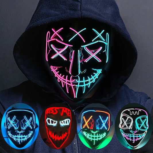 LED Purge Mask – Wireless Neon Glow Halloween Costume Mask
