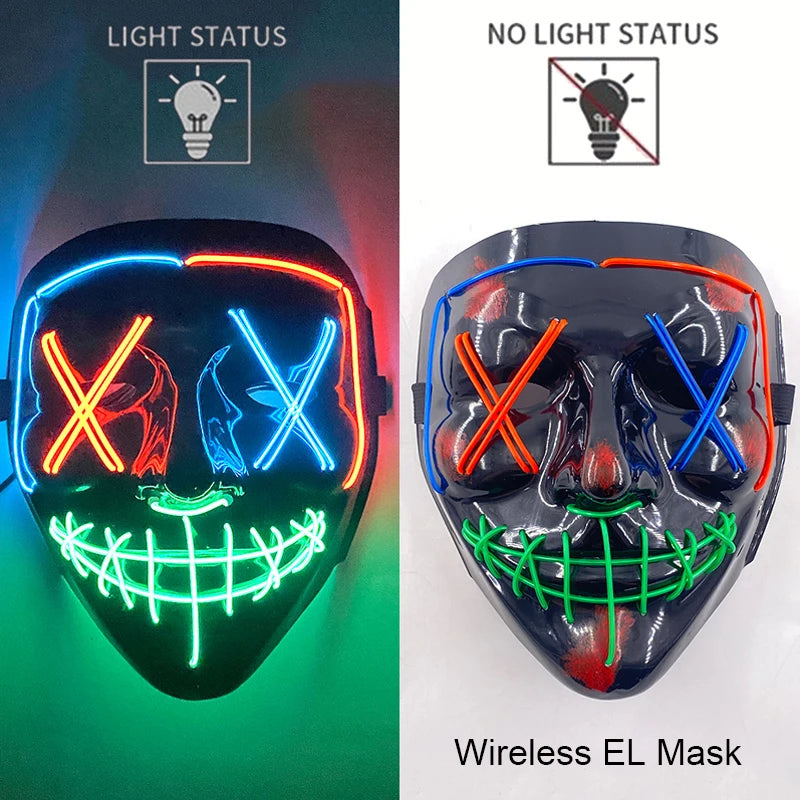 LED Purge Mask – Wireless Neon Glow Halloween Costume Mask