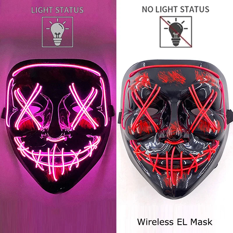 LED Purge Mask – Wireless Neon Glow Halloween Costume Mask