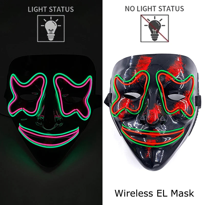 LED Purge Mask – Wireless Neon Glow Halloween Costume Mask