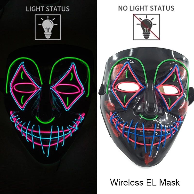 LED Purge Mask – Wireless Neon Glow Halloween Costume Mask