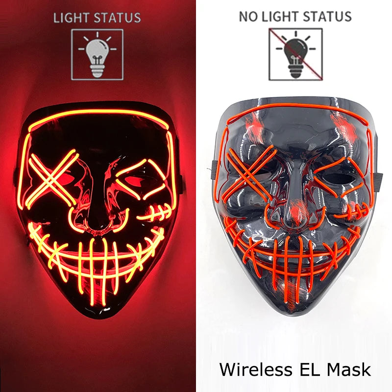 LED Purge Mask – Wireless Neon Glow Halloween Costume Mask