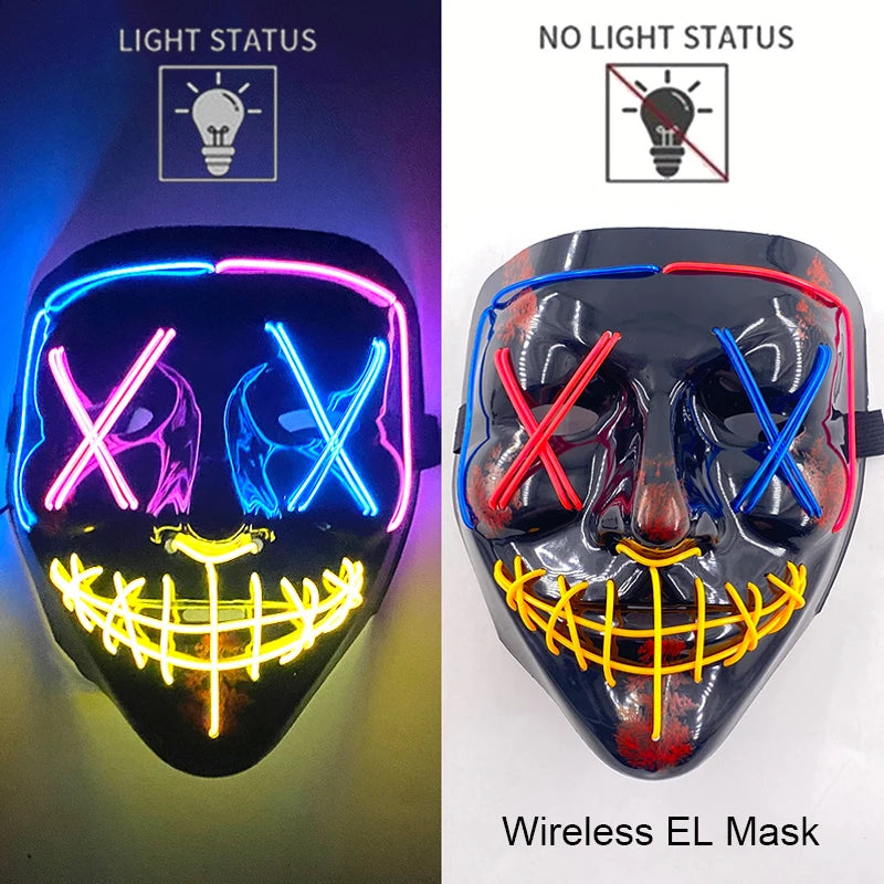 LED Purge Mask – Wireless Neon Glow Halloween Costume Mask