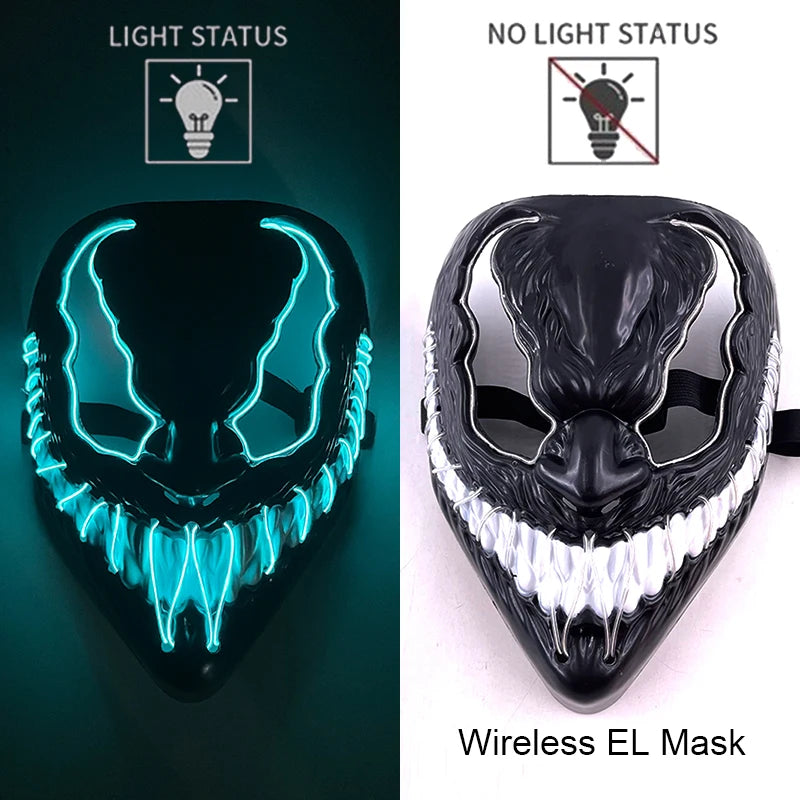 LED Purge Mask – Wireless Neon Glow Halloween Costume Mask