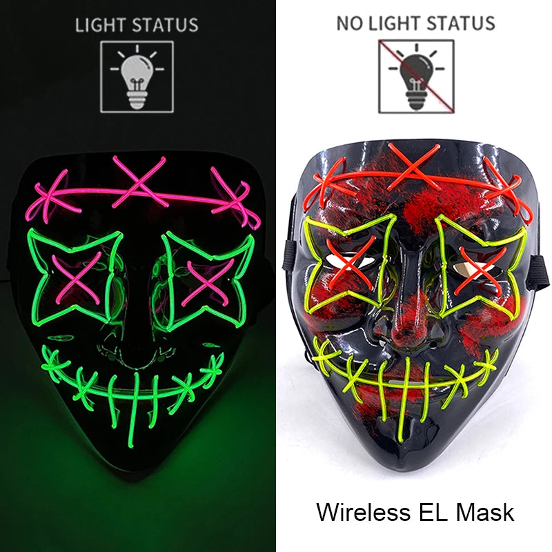 LED Purge Mask – Wireless Neon Glow Halloween Costume Mask