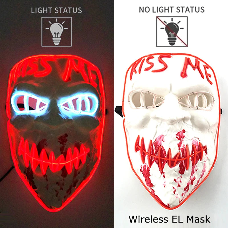 LED Purge Mask – Wireless Neon Glow Halloween Costume Mask