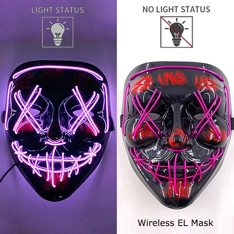 LED Purge Mask – Wireless Neon Glow Halloween Costume Mask