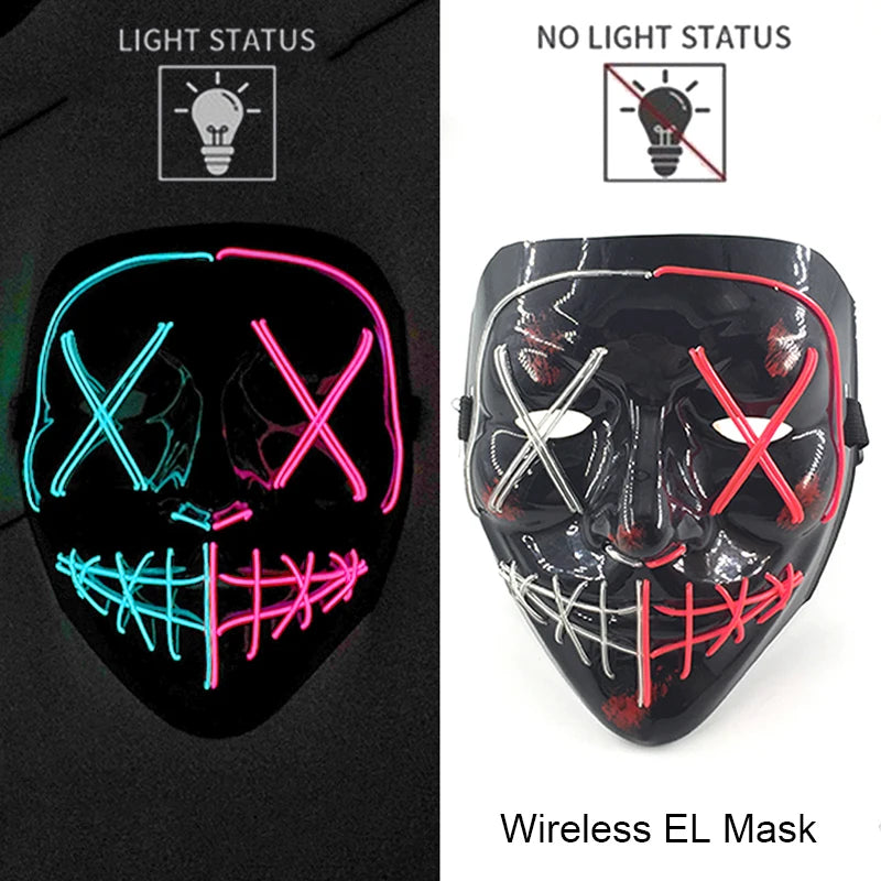 LED Purge Mask – Wireless Neon Glow Halloween Costume Mask