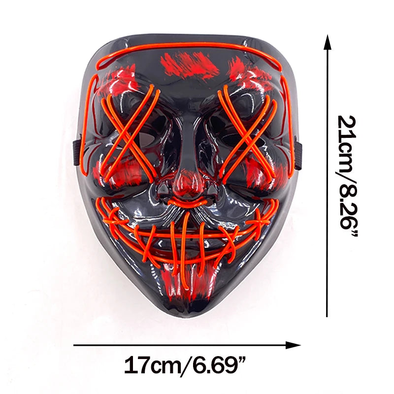 LED Purge Mask – Wireless Neon Glow Halloween Costume Mask