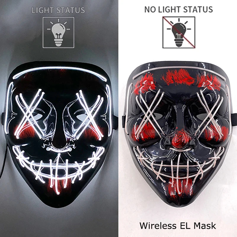 LED Purge Mask – Wireless Neon Glow Halloween Costume Mask