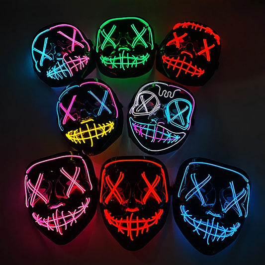 LED Purge Mask – Wireless Neon Glow Halloween Costume Mask