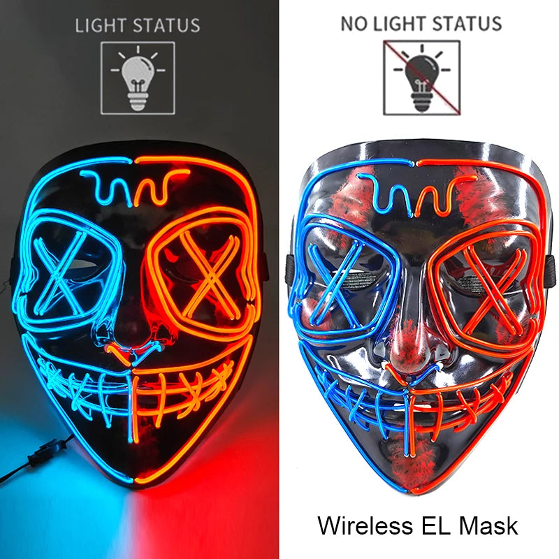 LED Purge Mask – Wireless Neon Glow Halloween Costume Mask