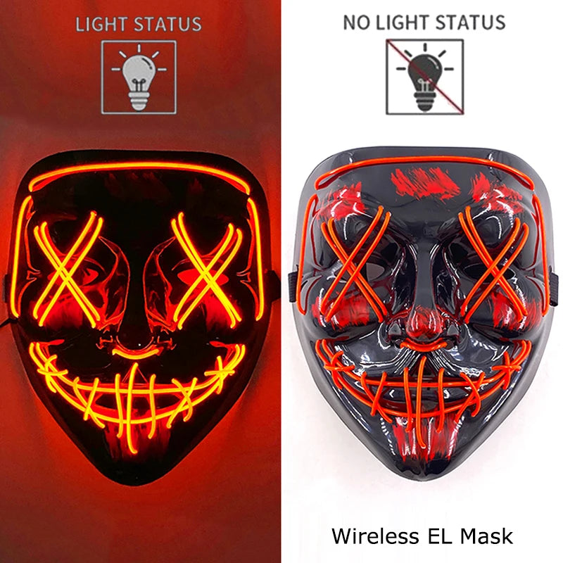 LED Purge Mask – Wireless Neon Glow Halloween Costume Mask