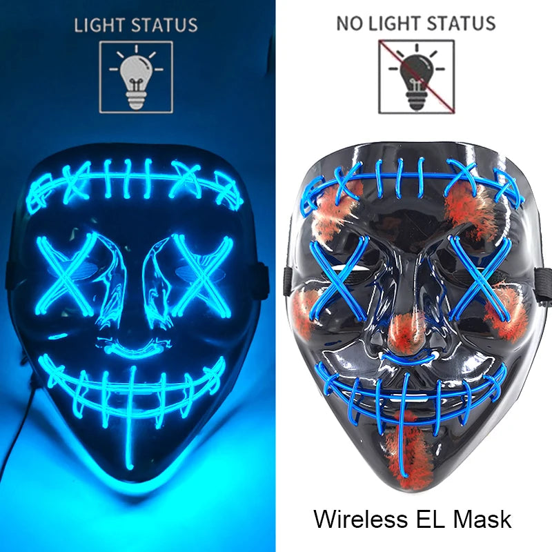 LED Purge Mask – Wireless Neon Glow Halloween Costume Mask